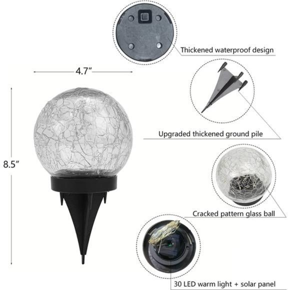 Solar Globes Lights Outdoor Garden Decor, (Medium 1 Pack) - Picture 2 of 6